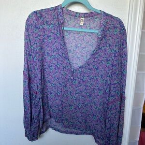 Floral Purple Sheer Women's Top